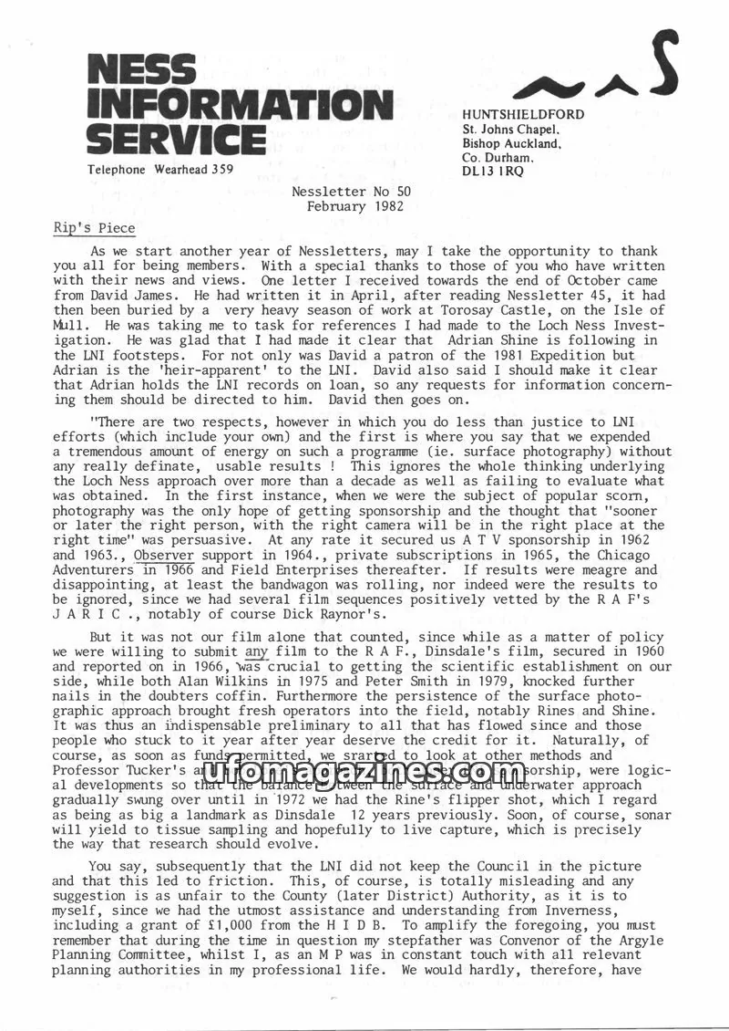 Cover of Ness Information Service issue No 50: Ness Information Service