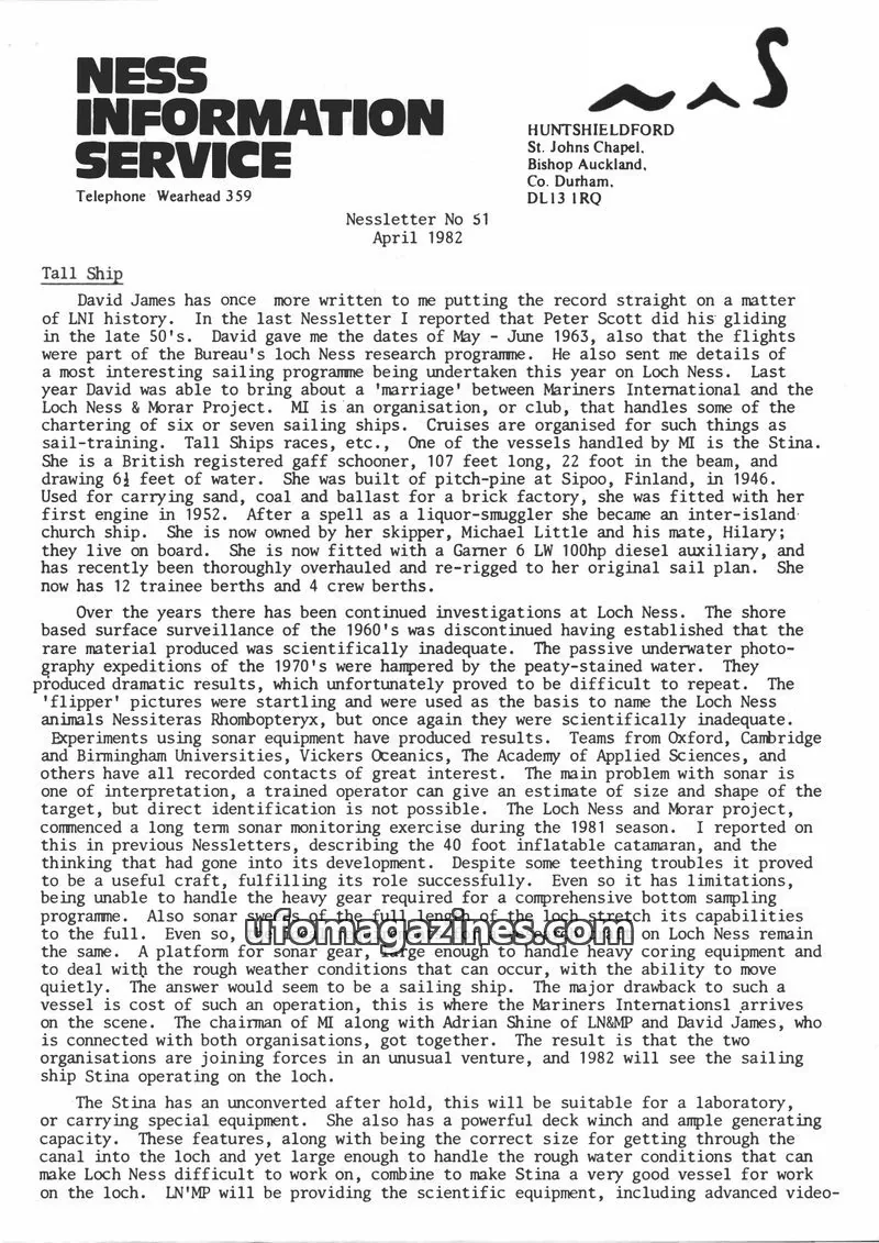 Cover of Nessletter (Rip Hepple, Ness Information Service) issue No 51: NESS INFORMATION SERVICE
