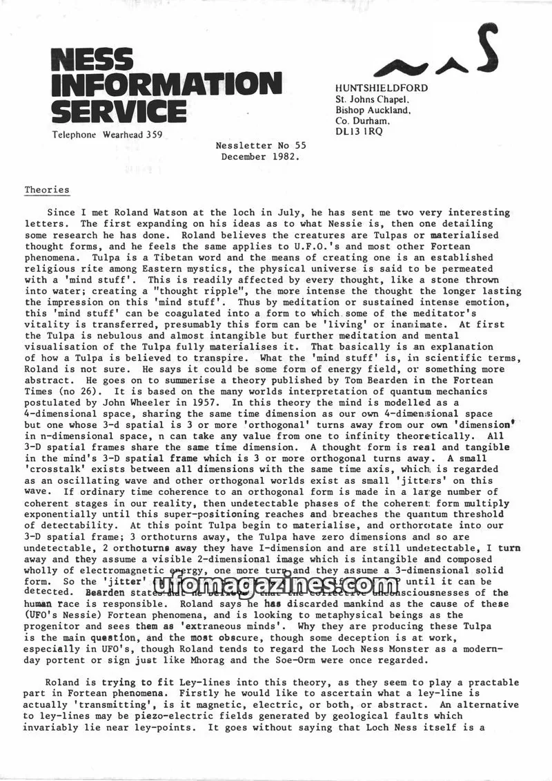 Cover of Nessletter (Rip Hepple, Ness Information Service) issue No 55: NESS INFORMATION SERVICE