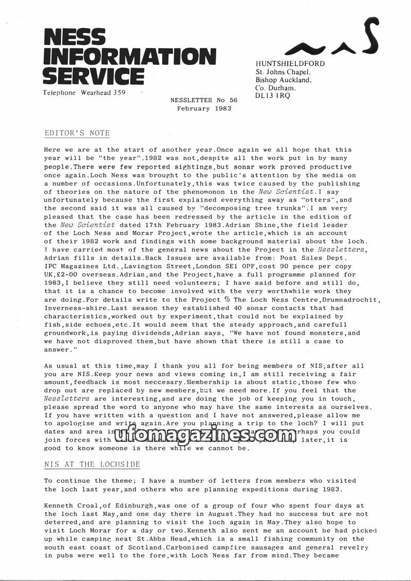 Cover of NESS INFORMATION SERVICE issue No 56: NESS INFORMATION SERVICE