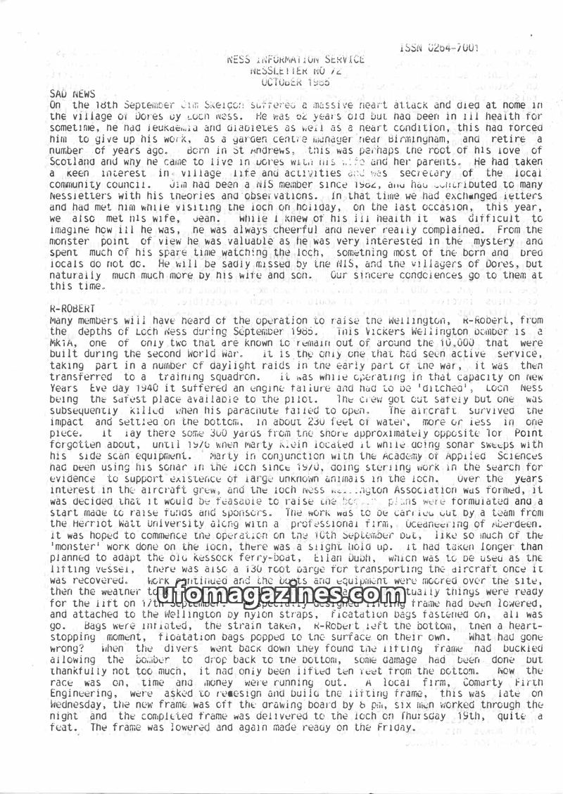 Cover of Nessletter - No 072 - 1985 