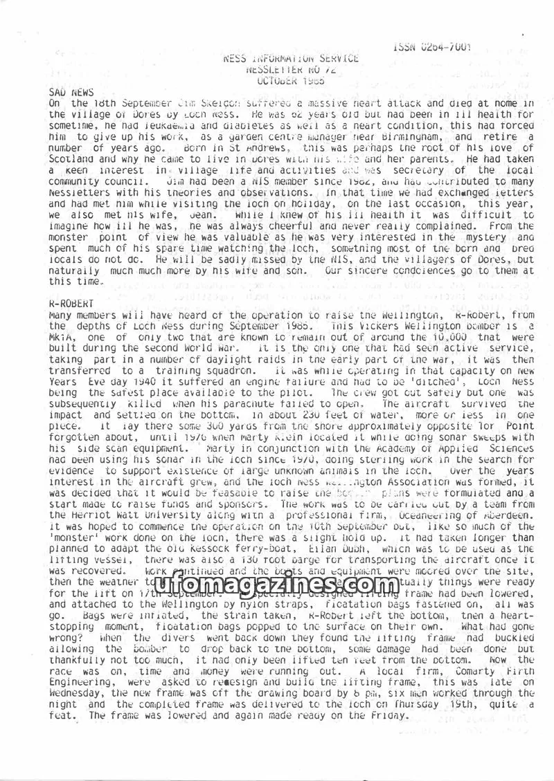 Cover of NESS INFORMATION SERVICE issue 72: NESSLETTER
