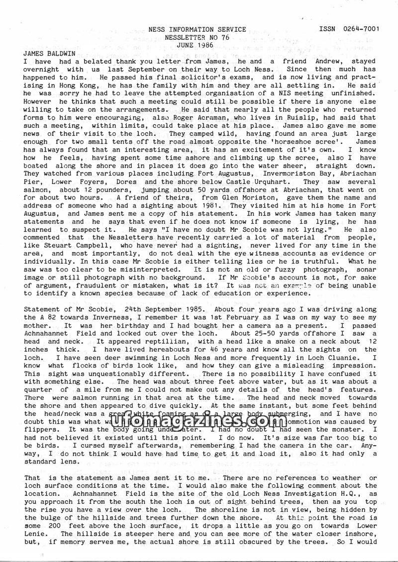 Cover of Nessletter - No 076 - 1986 