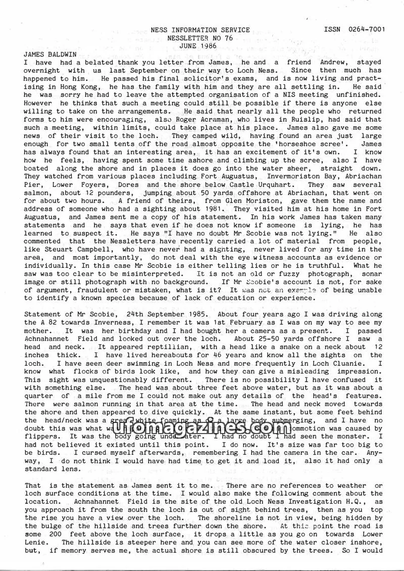 Cover of NESS INFORMATION SERVICE issue NO 76: NESSLETTER