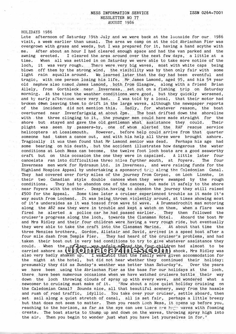 Cover of Nessletter - No 077 - 1986 