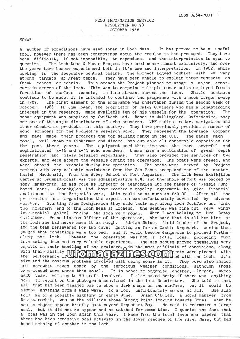 Cover of Nessletter - No 078 - 1986 