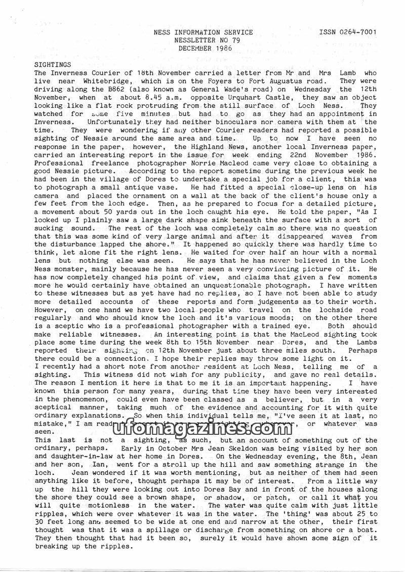 Cover of Nessletter - No 079 - 1986 