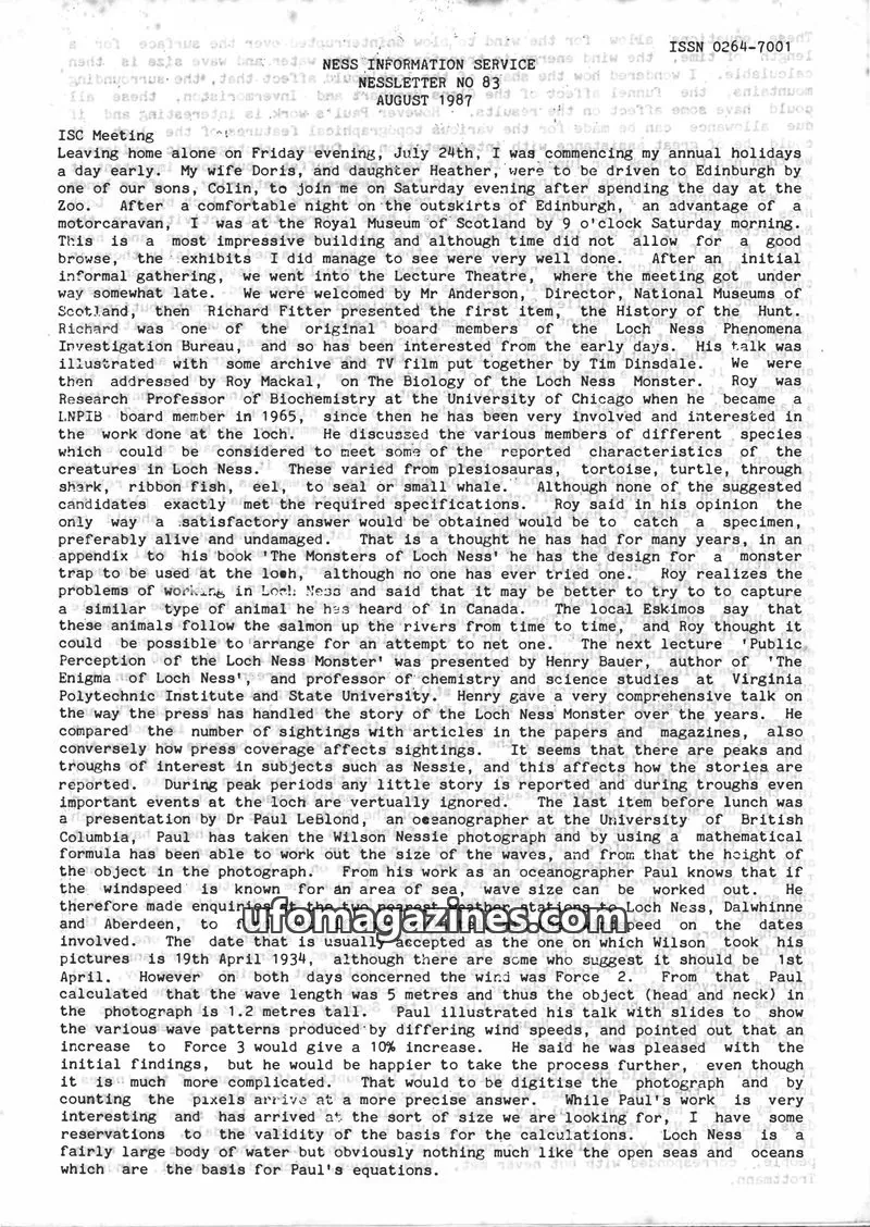 Cover of NESS INFORMATION SERVICE issue 83: NESSLETTER