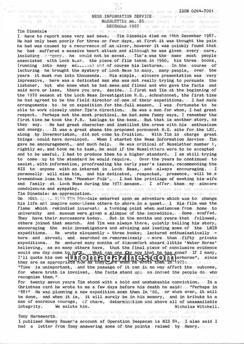 Cover of NESS INFORMATION SERVICE issue No. 285: NESS INFORMATION SERVICE NEWSLETTER