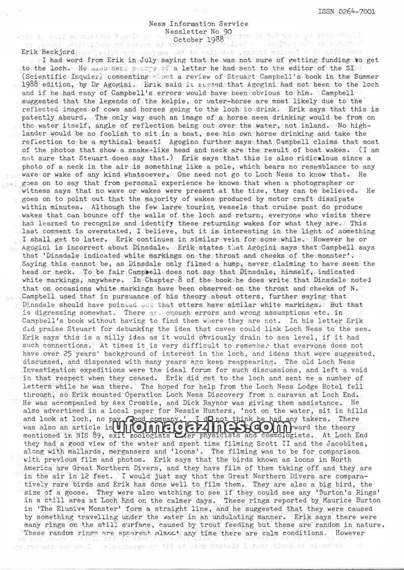 Cover of Ness Information Service issue No 90: Ness Information Service Nessletter