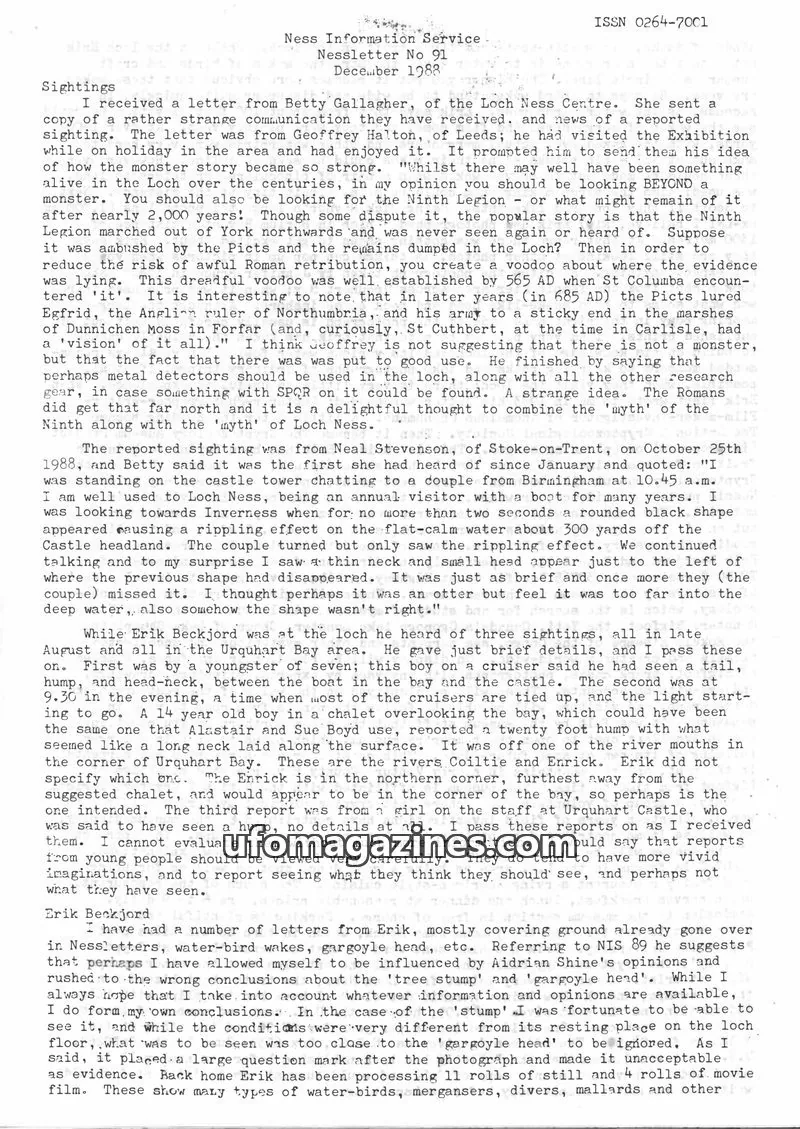 Cover of Ness Information Service issue No 91: Ness Information Service Nessletter