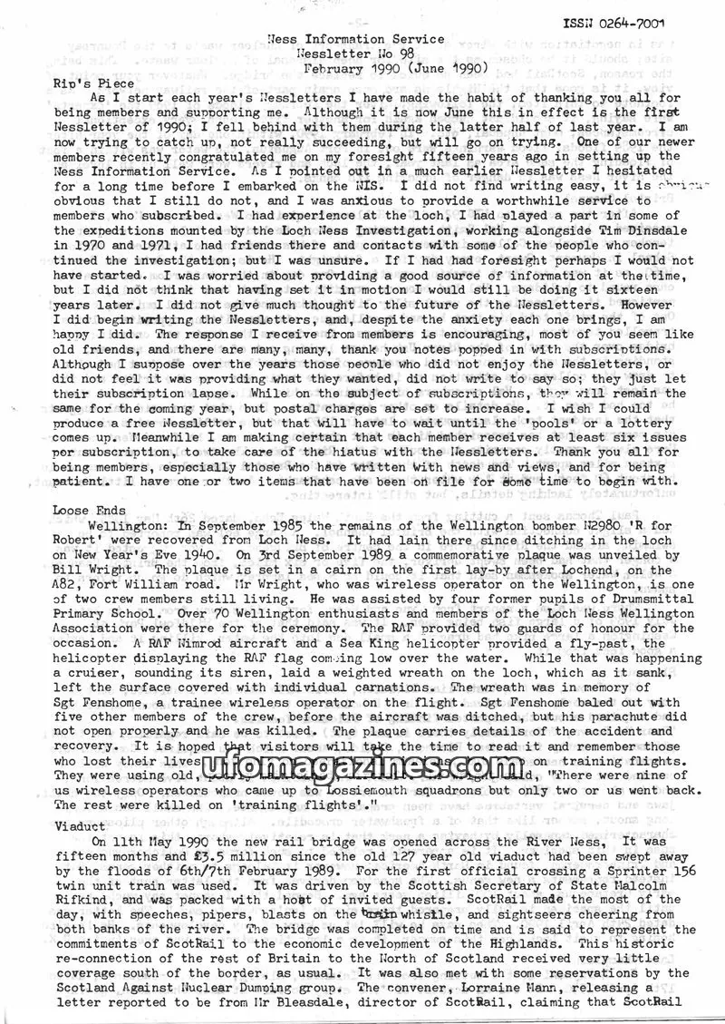 Cover of Ness Information Service issue 98: Nessletter