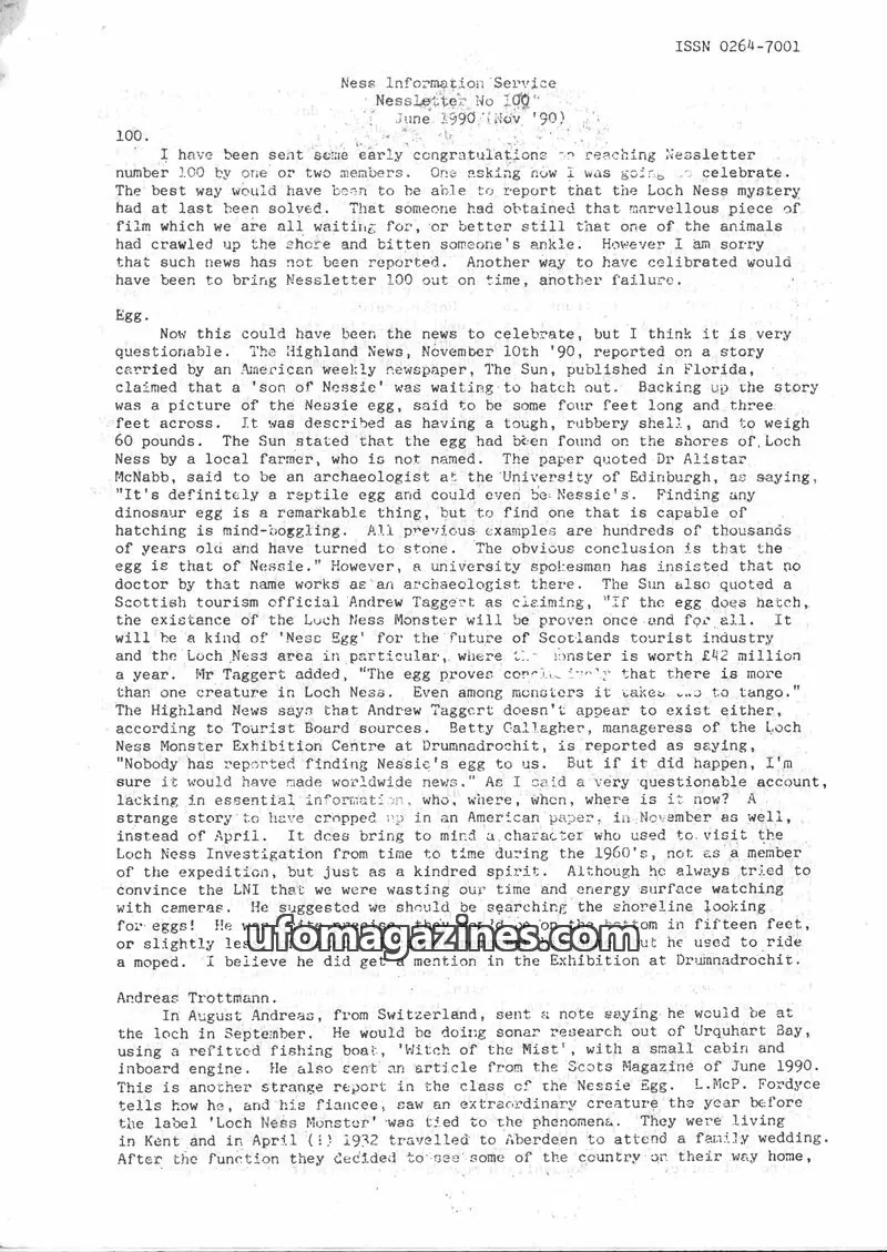 Cover of Ness Information Service issue 100: Nessletter