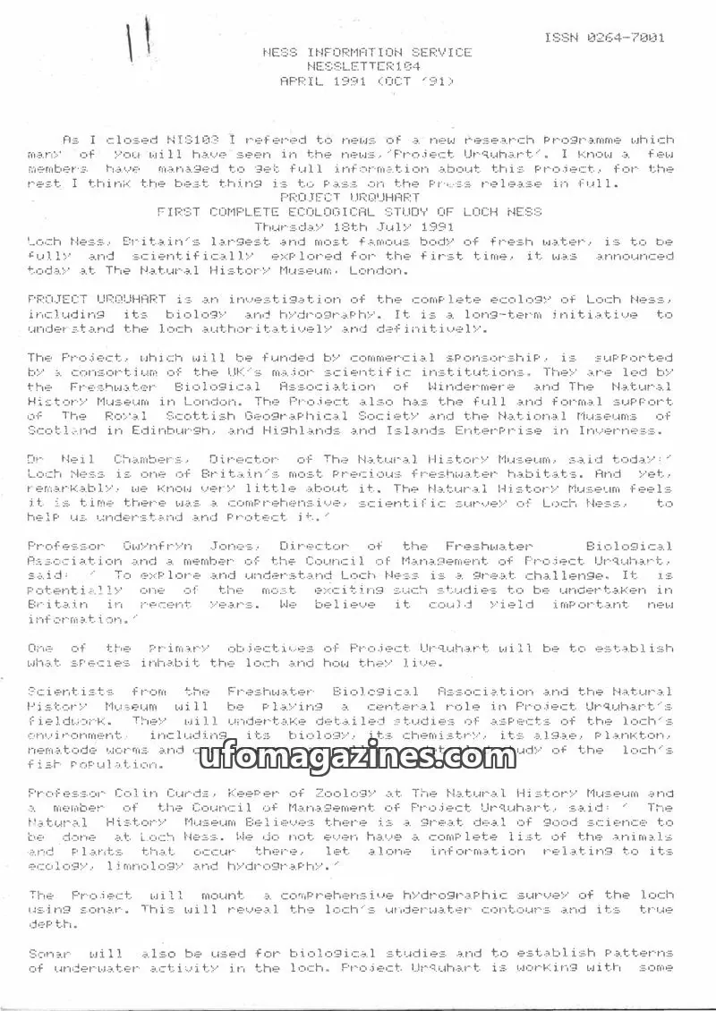 Cover of HESS INFORMATION SERVICE issue 104: NESSLETTER