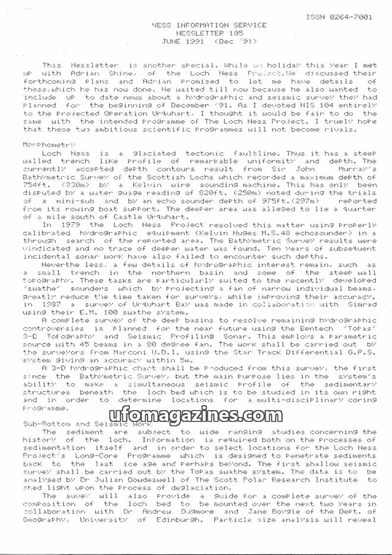 Cover of NESS INFORMATION SERVICE issue 105: NESSLETTER
