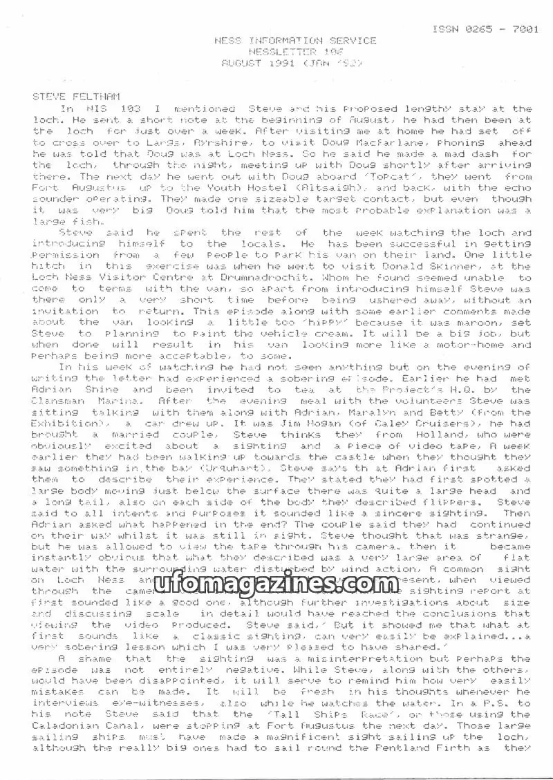 Cover of NESS INFORMATION SERVICE issue 106: NESSLETTER