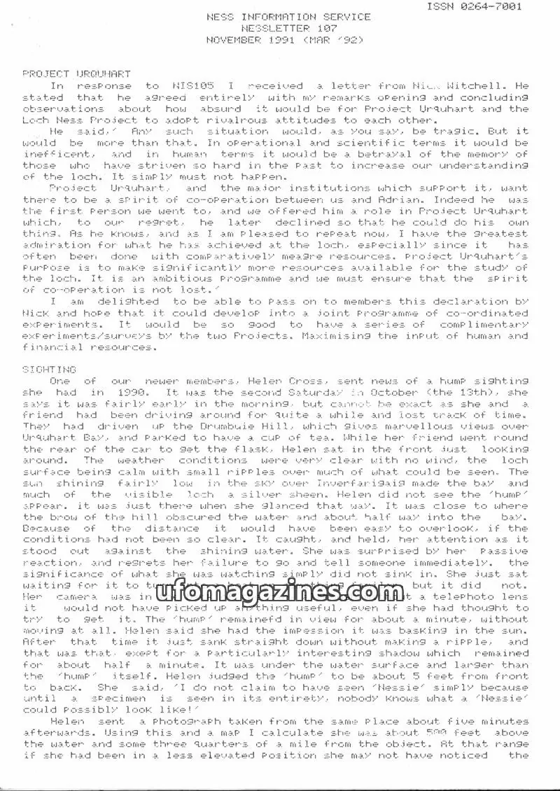 Cover of HESS INFORMATION SERVICE issue 107: NESSLETTER