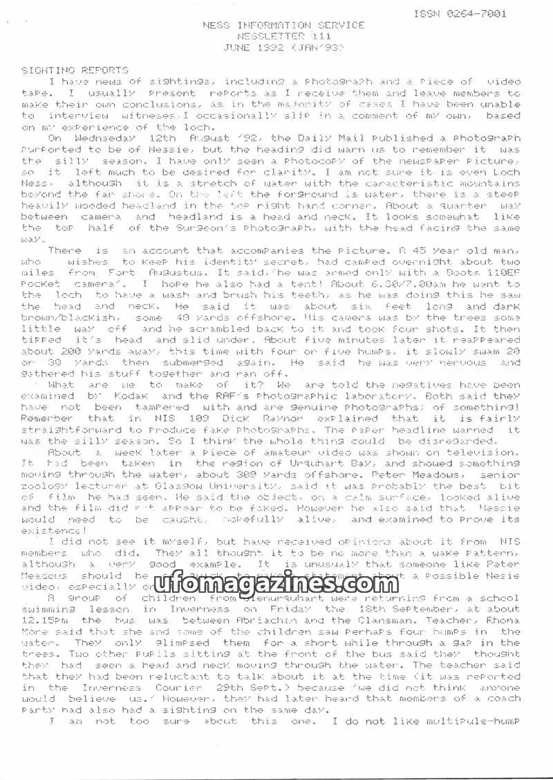 Cover of NESS INFORMATION SERVICE issue 111: NESS INFORMATION SERVICE NESSLETTER