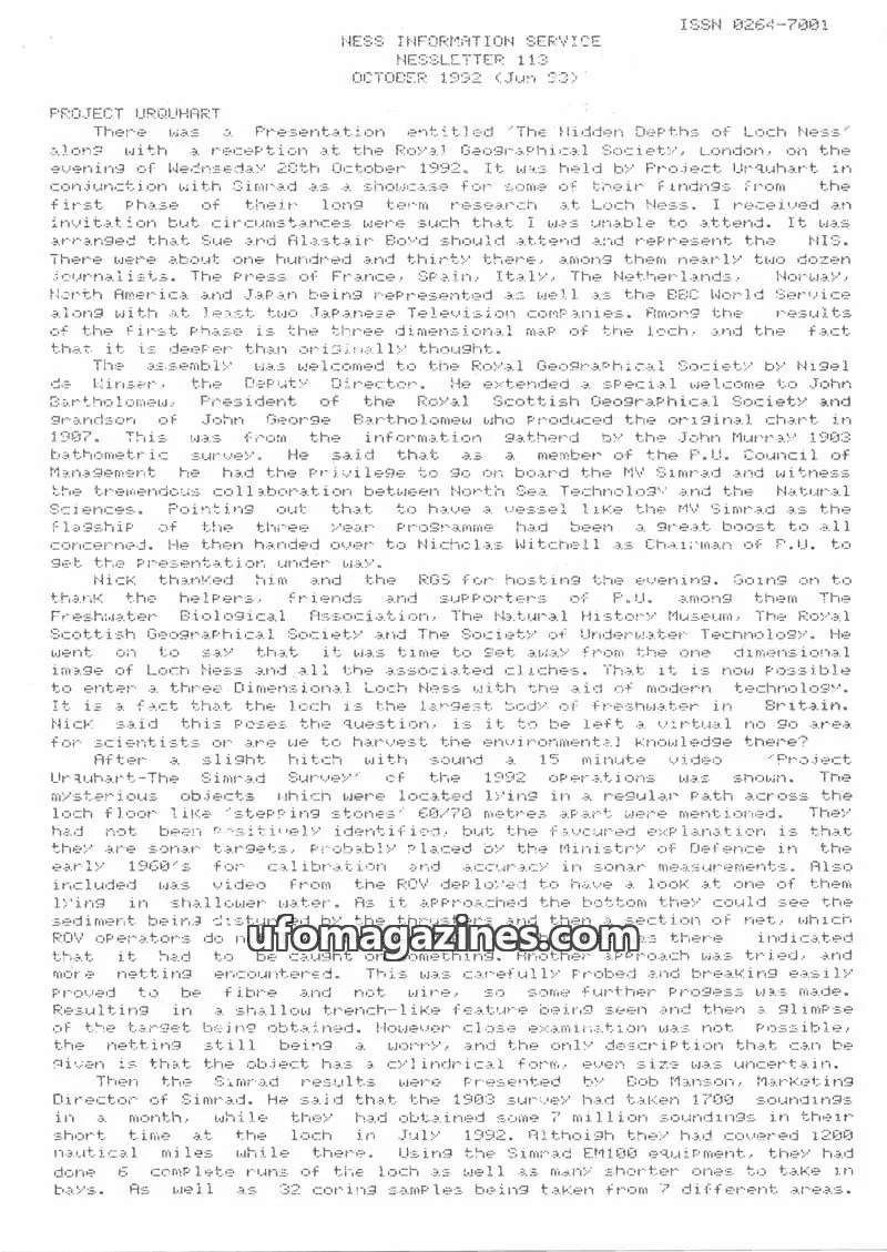 Cover of NESS INFORMATION SERVICE issue 113: NESSLETTER