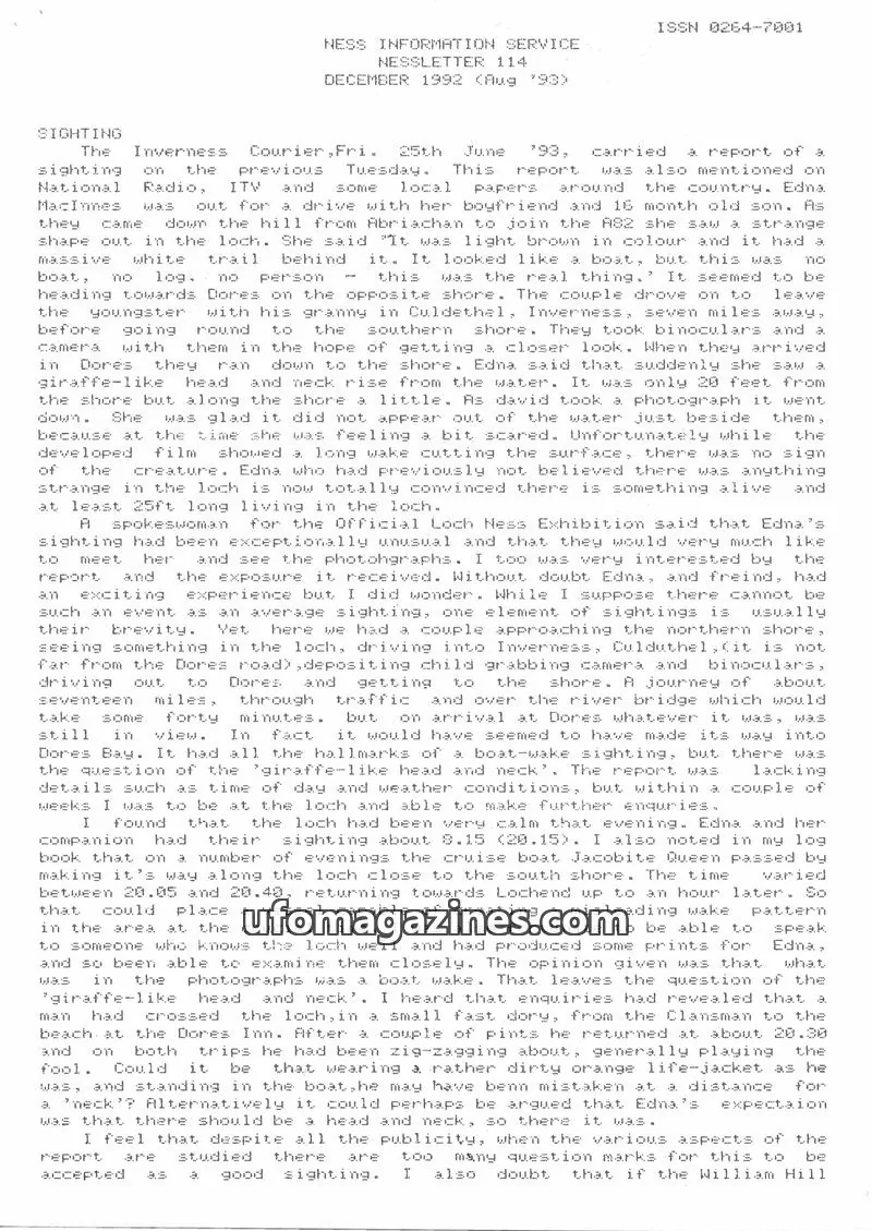Cover of NESS INFORMATION SERVICE issue 114: NESS INFORMATION SERVICE NESSLETTER