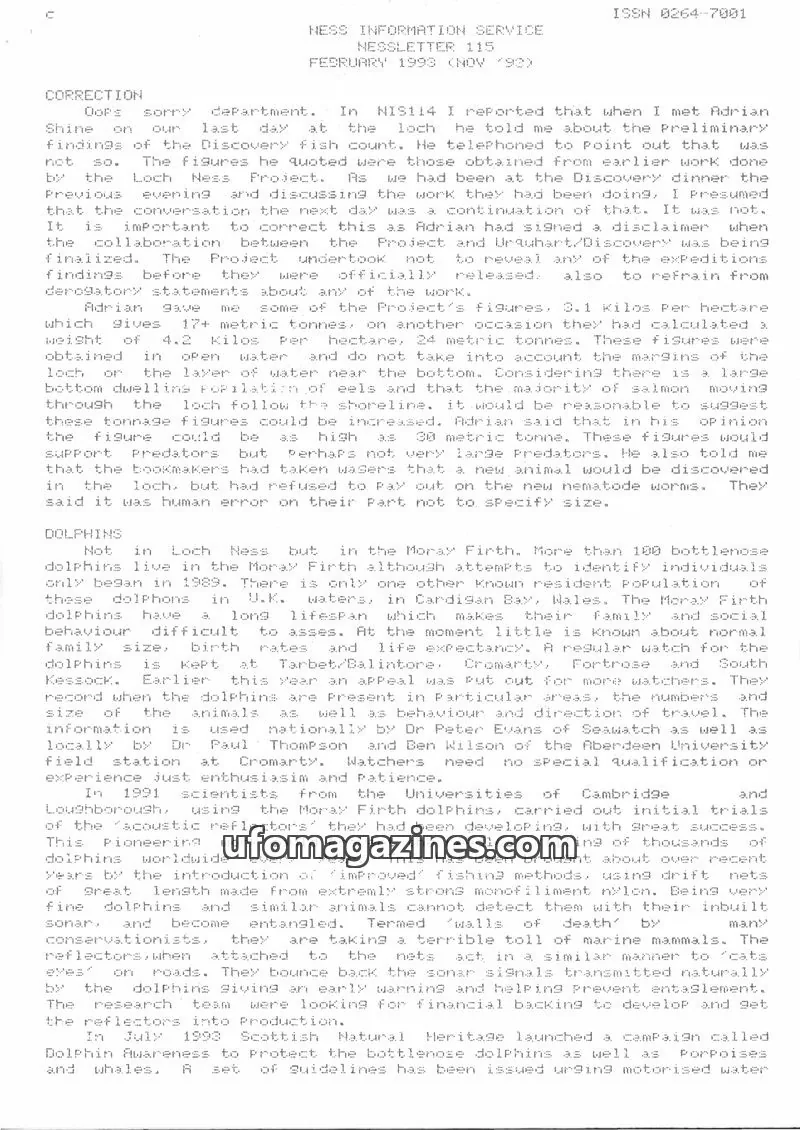 Cover of NESS INFORMATION SERVICE issue 115: NESSLETTER