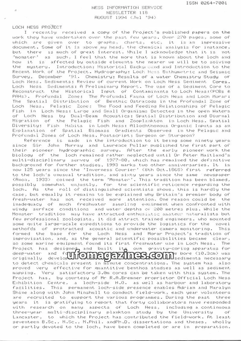 Cover of NESS INFORMATION SERVICE issue 118: NESSLETTER
