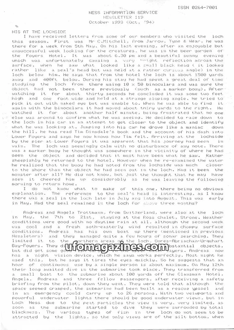 Cover of NESS INFORMATION SERVICE issue 119: HESSLETTER