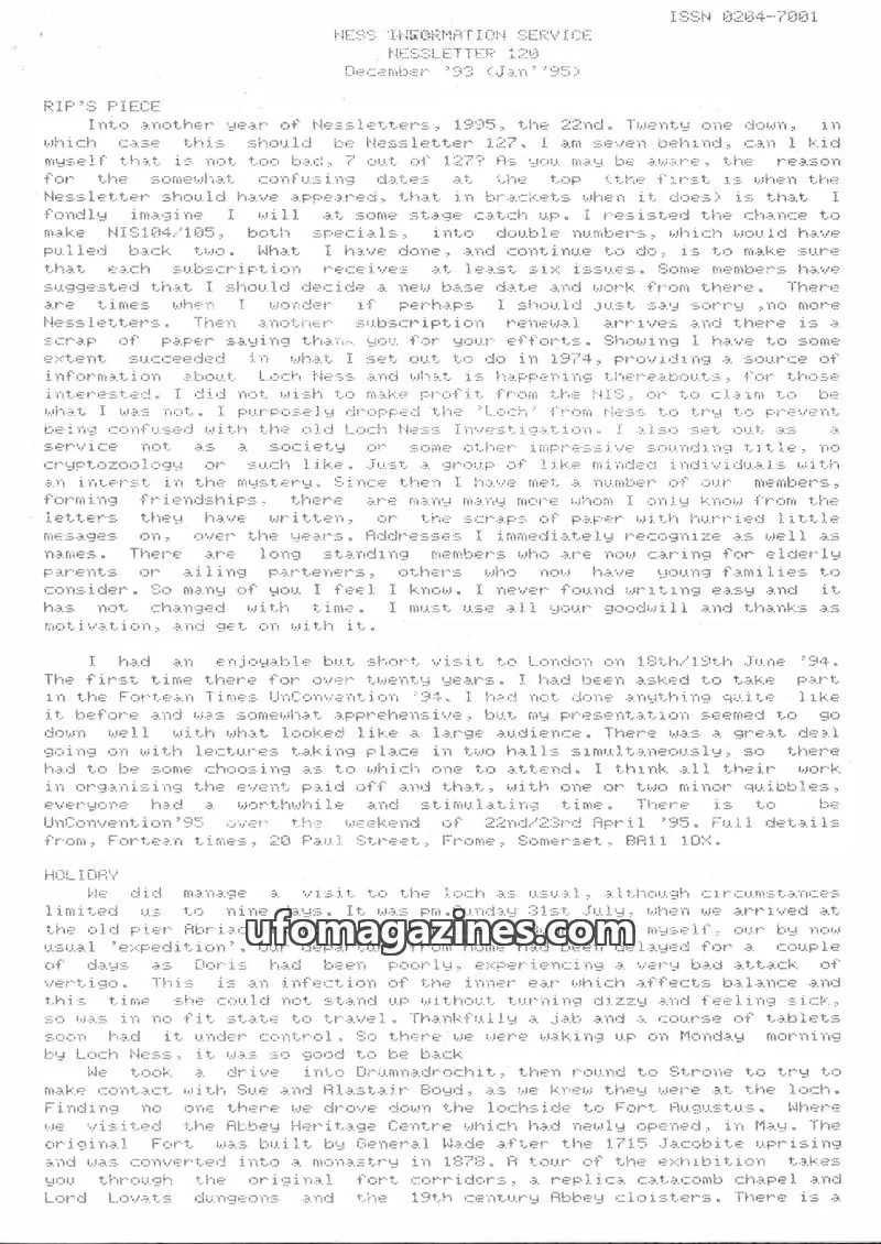 Cover of HESS INFORMATION SERVICE issue 120: NESSLETTER
