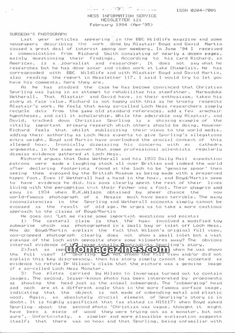 Cover of NESS INFORMATION SERVICE issue 121: NESS INFORMATION SERVICE NESSLETTER