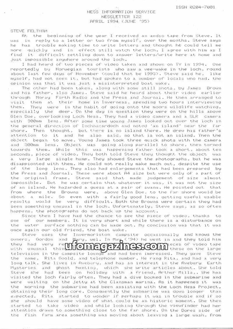 Cover of NESS INFORMATION SERVICE issue 122: NESSLETTER