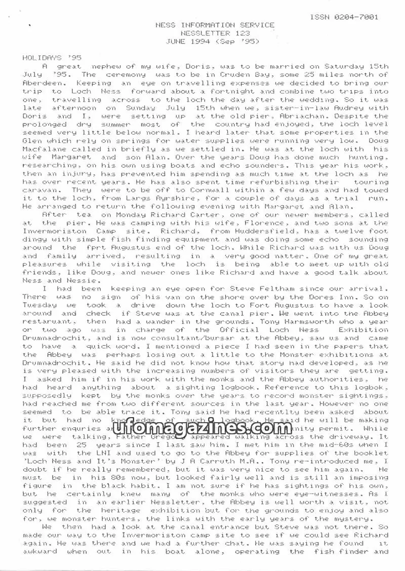 Cover of NESS INFORMATION SERVICE issue 123: NESSLETTER