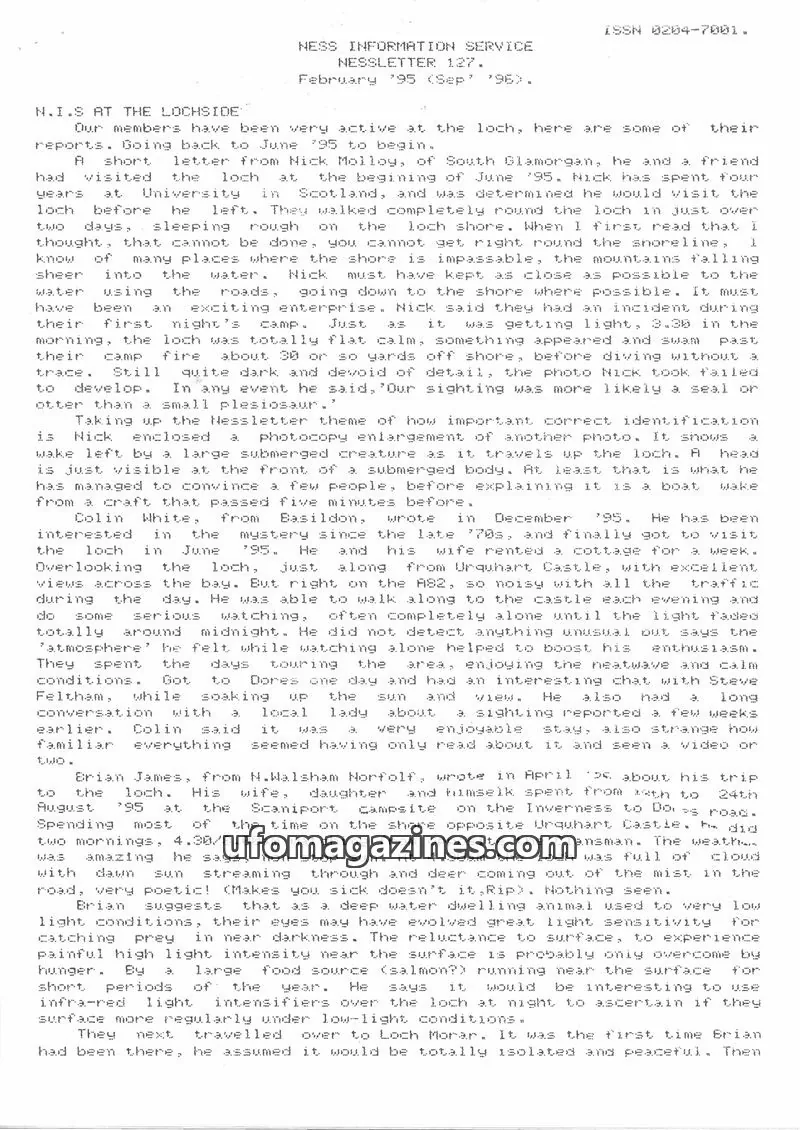 Cover of NESS INFORMATION SERVICE issue 127: NESSLETTER