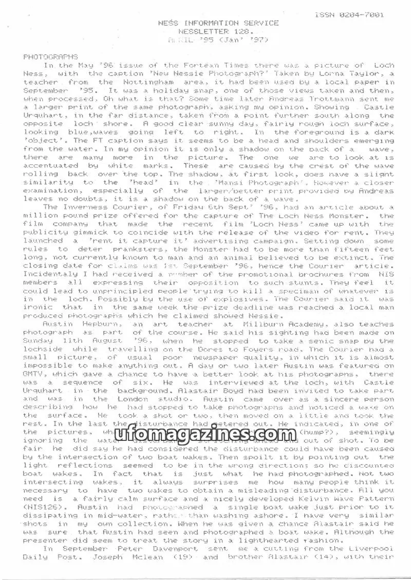 Cover of NESS INFORMATION SERVICE issue 128: NESS INFORMATION SERVICE NESSLETTER