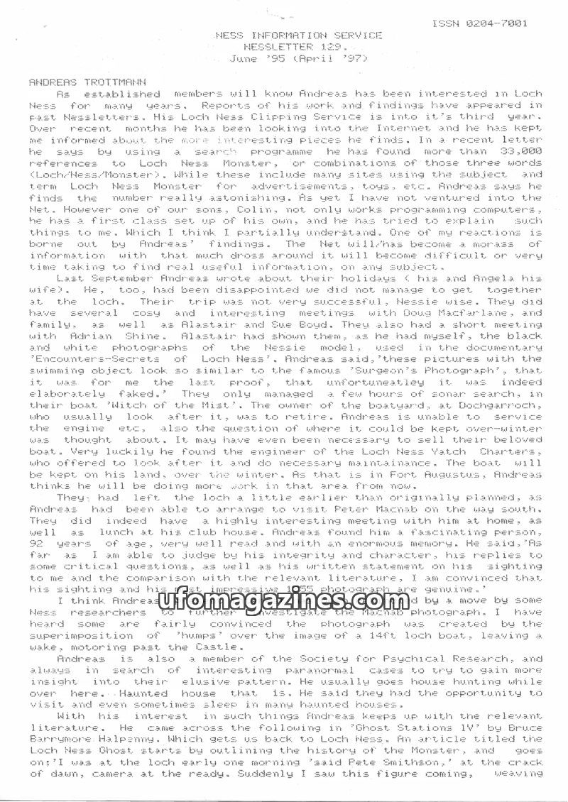 Cover of Nessletter - No 129 - 1995 