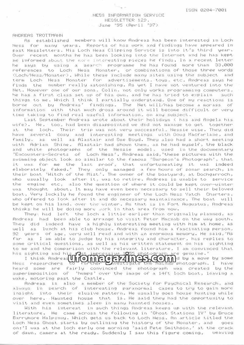 Cover of NESS INFORMATION SERVICE issue 129: NESSLETTER