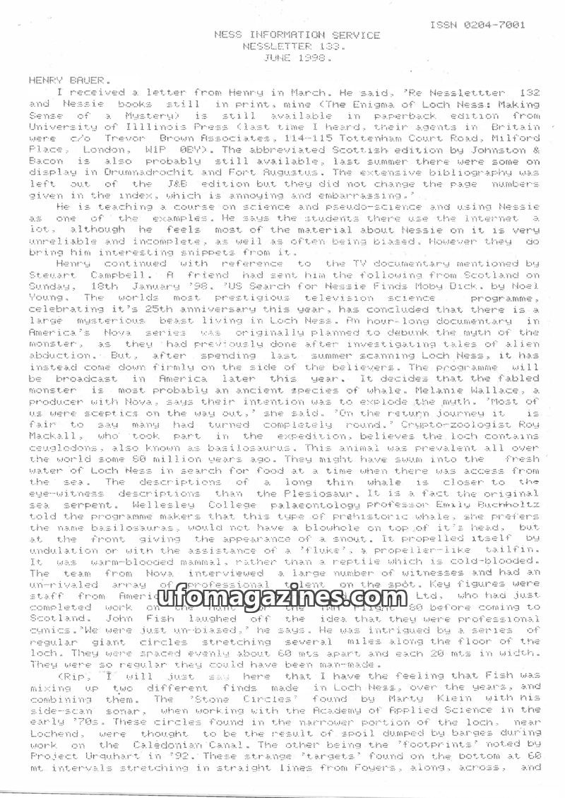 Cover of Nessletter - No 133 - 1998 