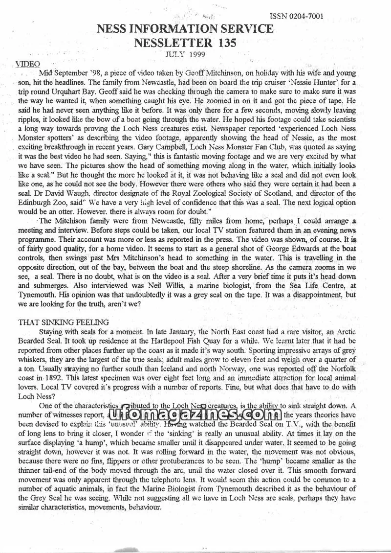 Cover of NESS INFORMATION SERVICE issue 135: NESS INFORMATION SERVICE NESSLETTER