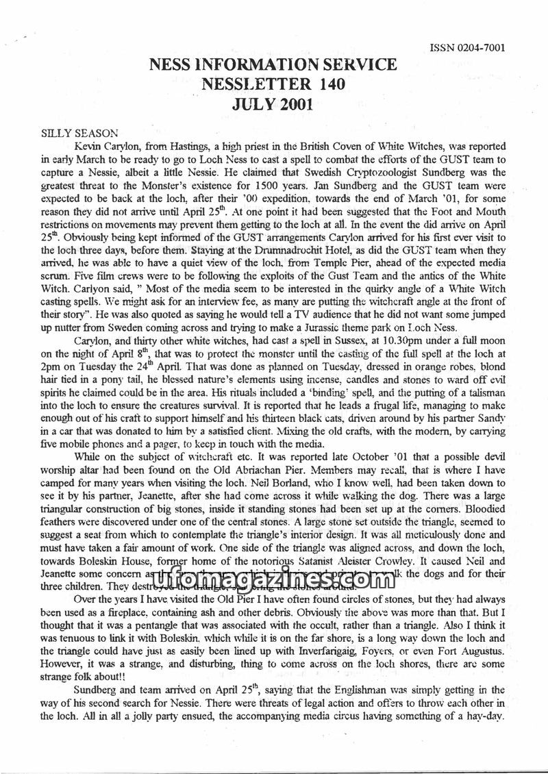 Cover of Nessletter - No 140 - 2001 