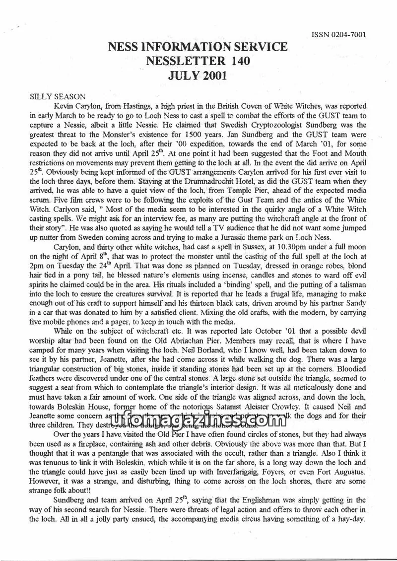 Cover of Nessletter (Rip Hepple, Ness Information Service) issue 140: NESS INFORMATION SERVICE NESSLETTER