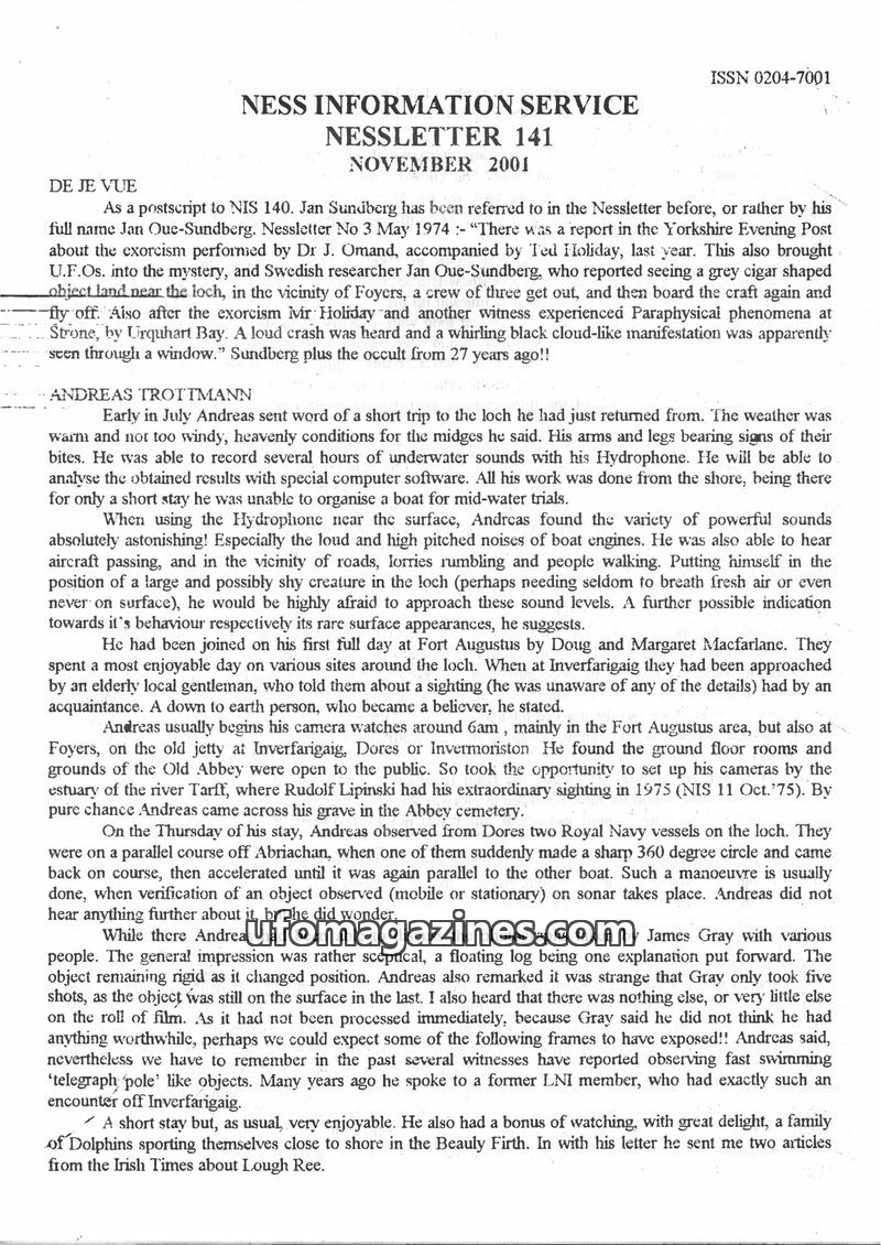 Cover of Nessletter - No 141 - 2001 