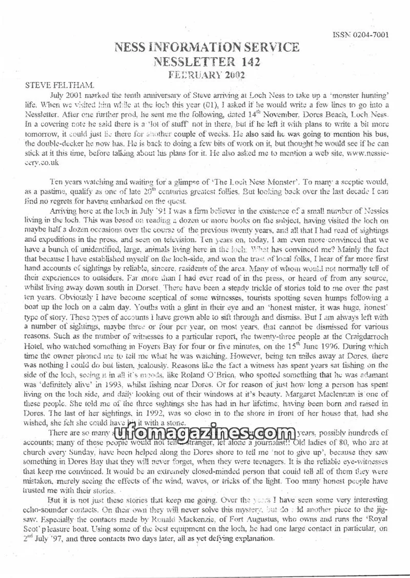 Cover of NESS INFORMATION SERVICE issue 142: NESS INFORMATION SERVICE NESSLETTER