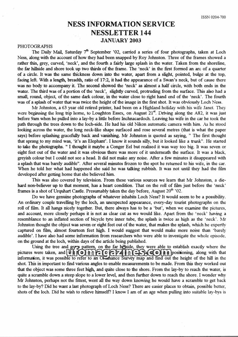 Cover of Nessletter - No 144 - 2003 