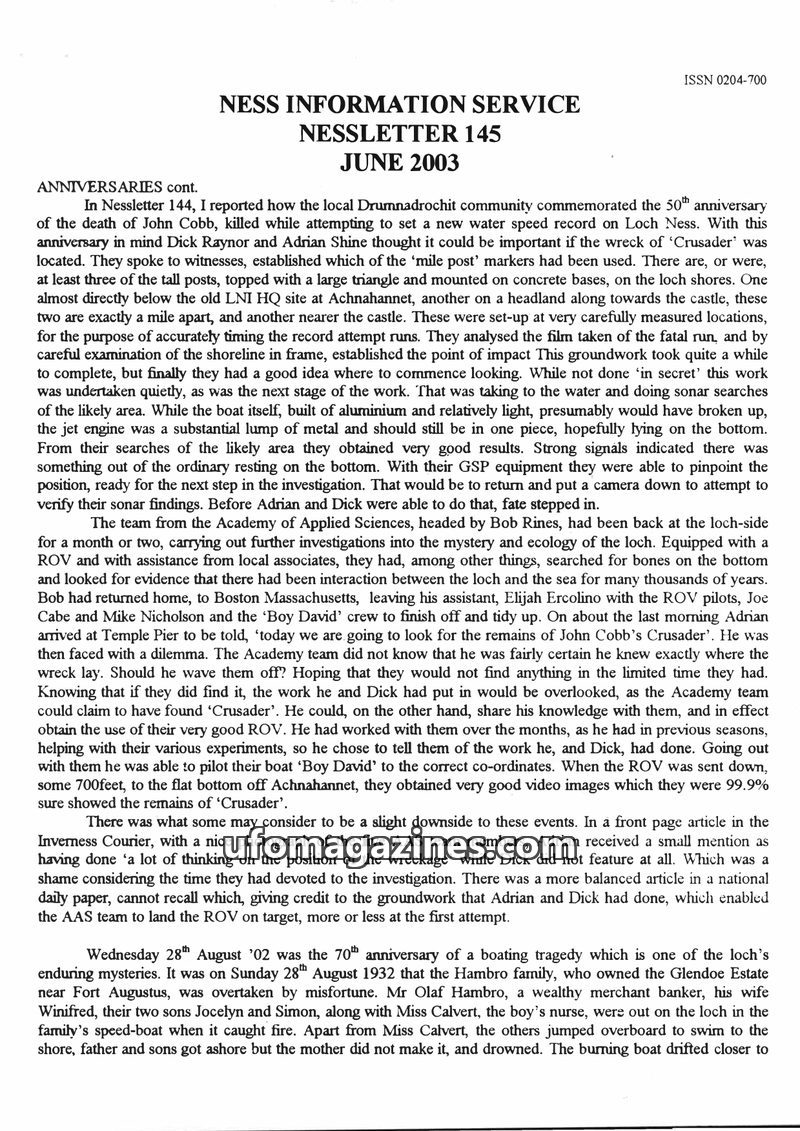 Cover of Nessletter - No 145 - 2003 