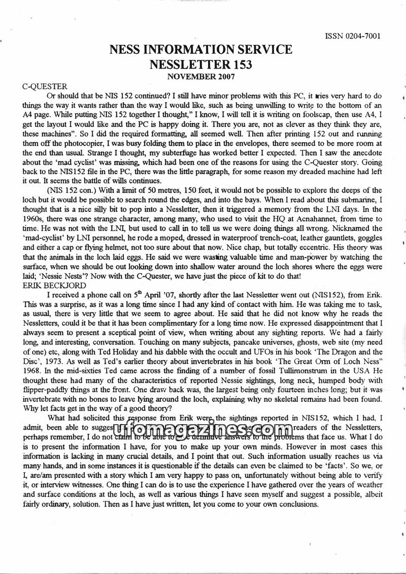 Cover of Nessletter - No 153 - 2007 