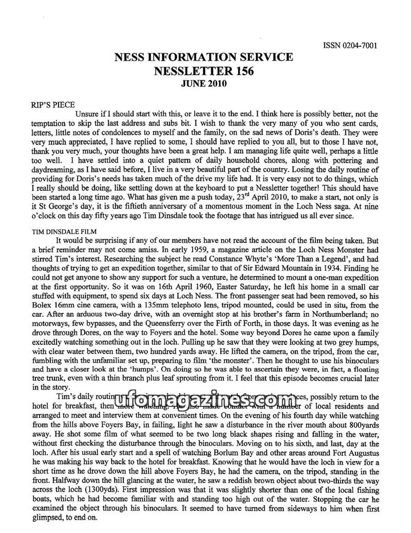 Cover of NESS INFORMATION SERVICE issue 156: NESSLETTER