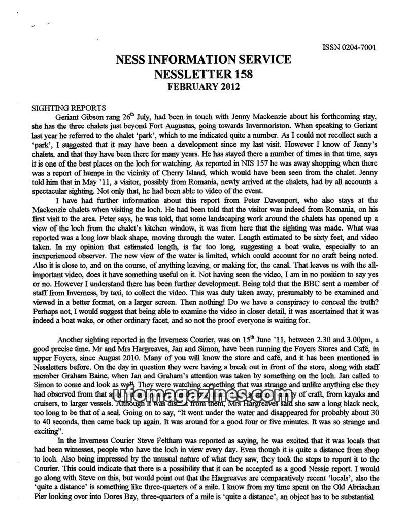 Cover of Nessletter - No 158 - 2012