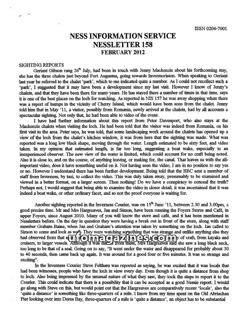 Cover of NESS INFORMATION SERVICE issue 158: NESS INFORMATION SERVICE NESSLETTER