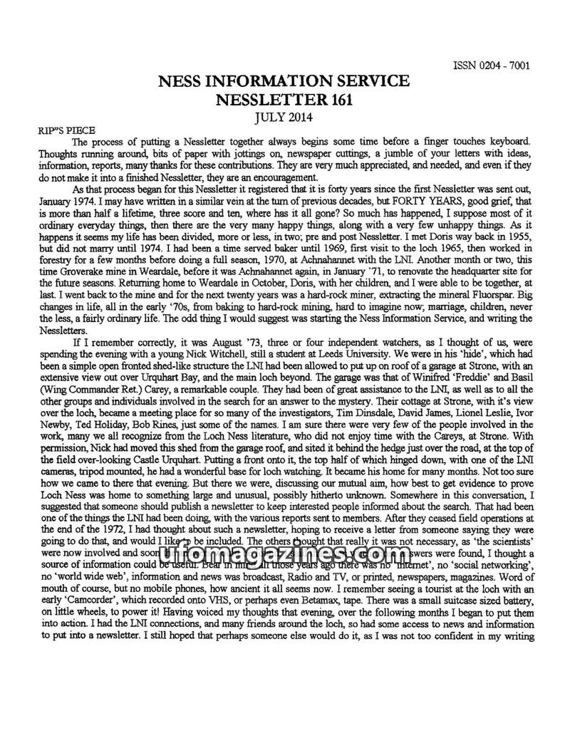 Cover of Nessletter - No 161 - 2014