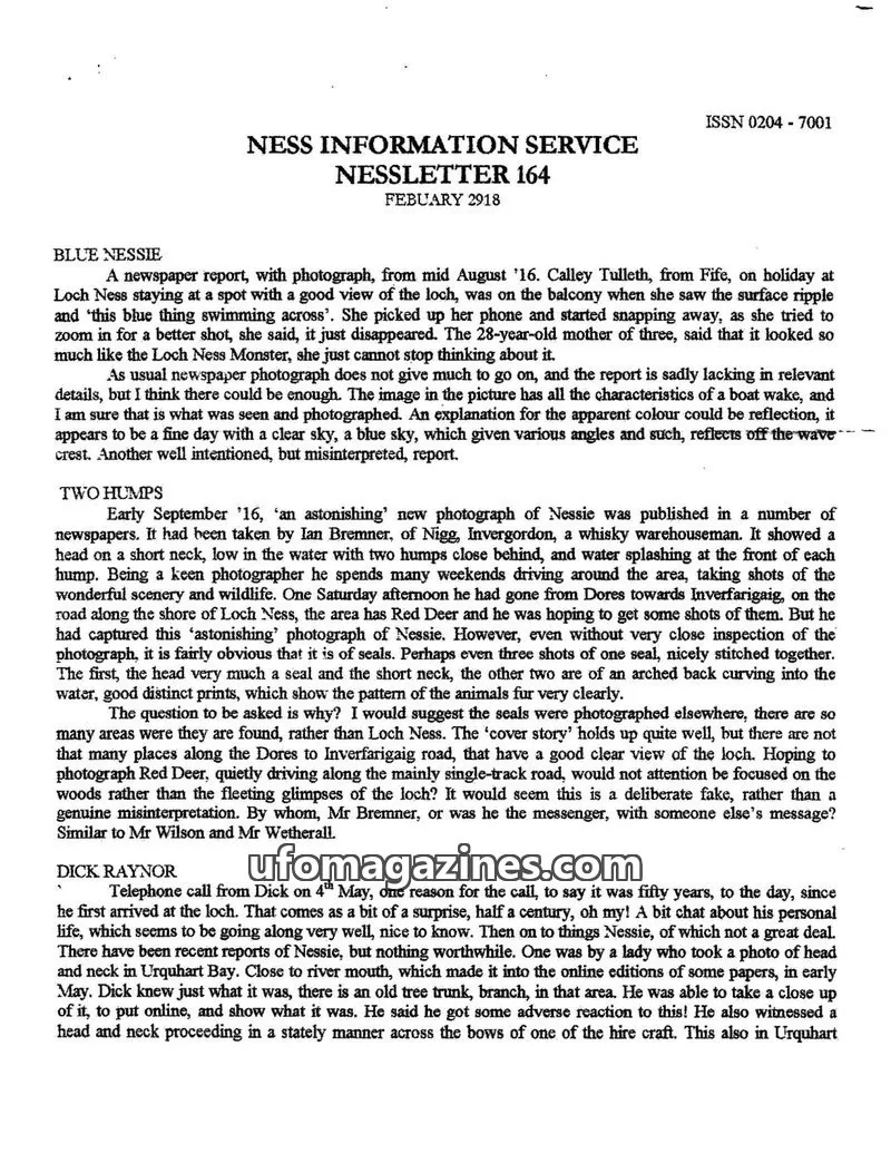 Cover of Nessletter (Rip Hepple, Ness Information Service) issue 164: NESS INFORMATION SERVICE NESSLETTER