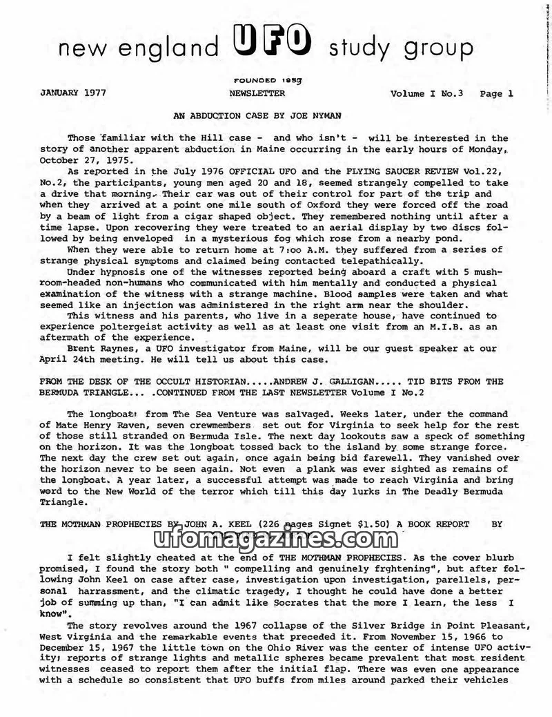 Cover of new england UFO study group issue Volume I No.3: new england UFO study group